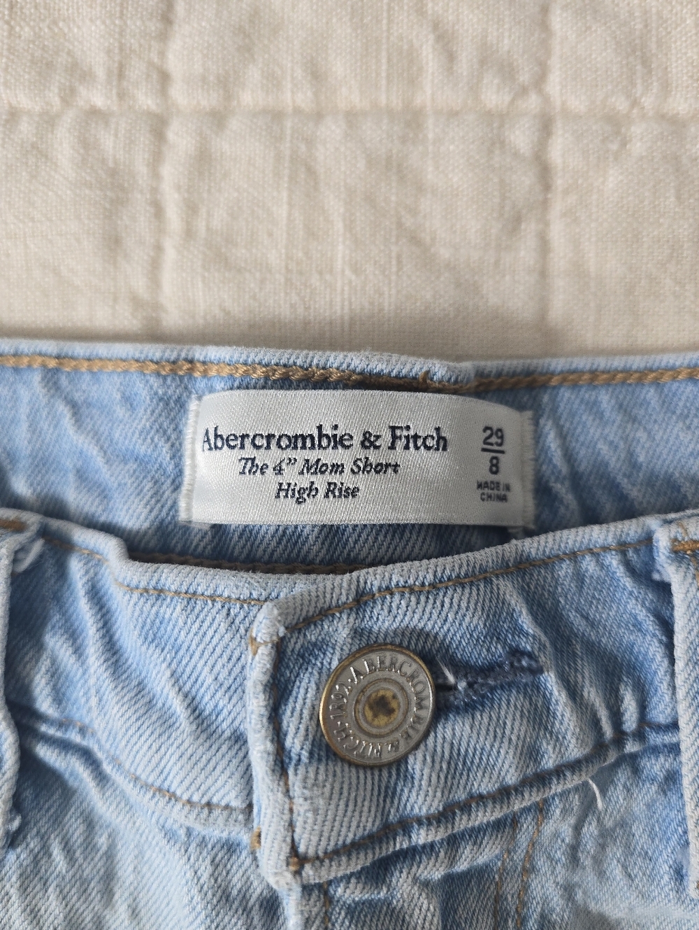 Abercrombie & Fitch Light Blue High-Rise Mom Shorts